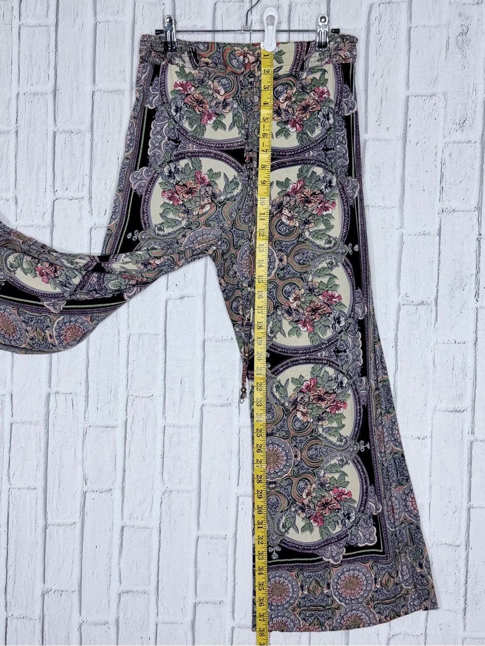 🌸 Angie Floral Paisley Wide Leg Palazzo Pants Medium Boho - Picture 4 of 5